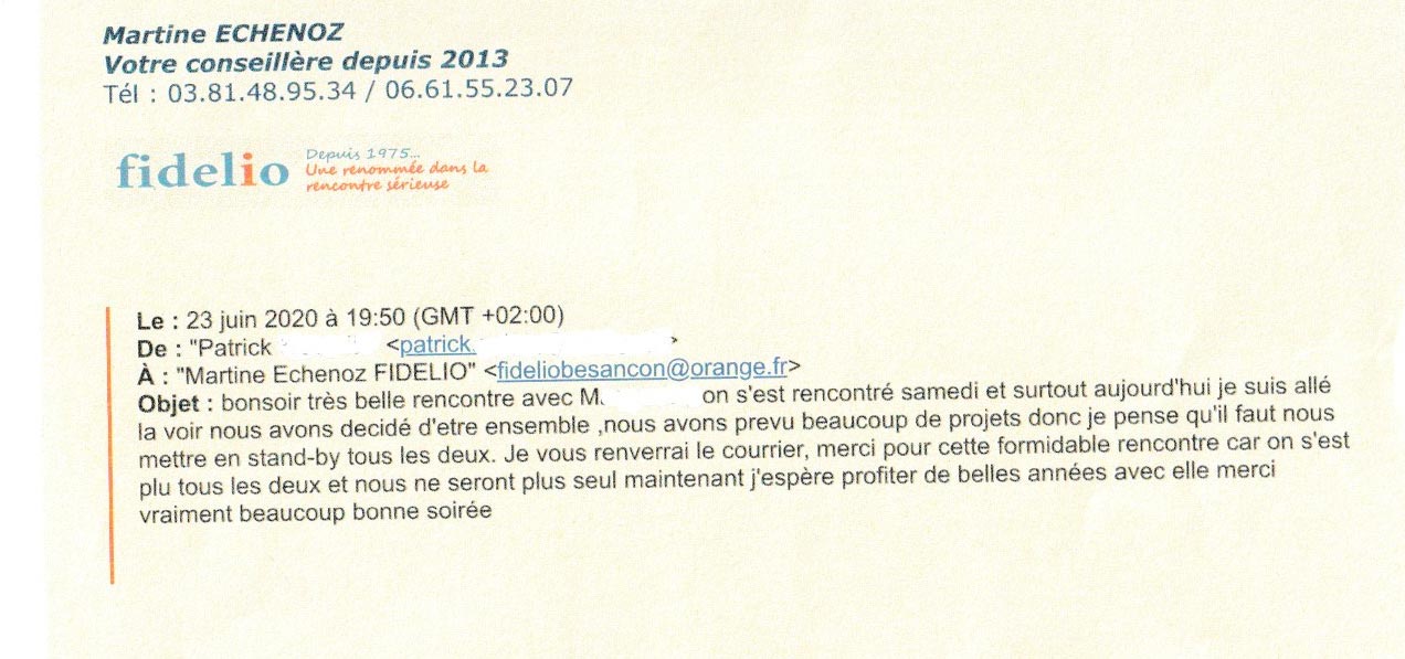 Temoignages Mail de Patrick