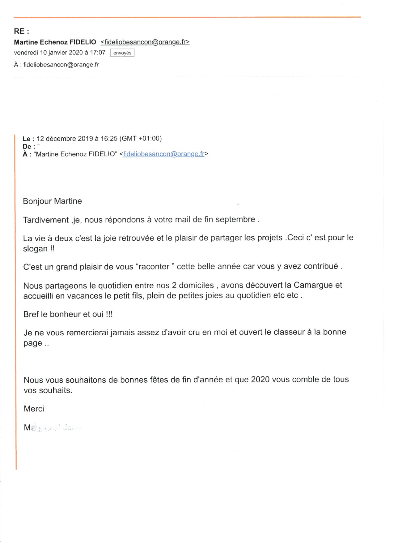 témoignage par mail